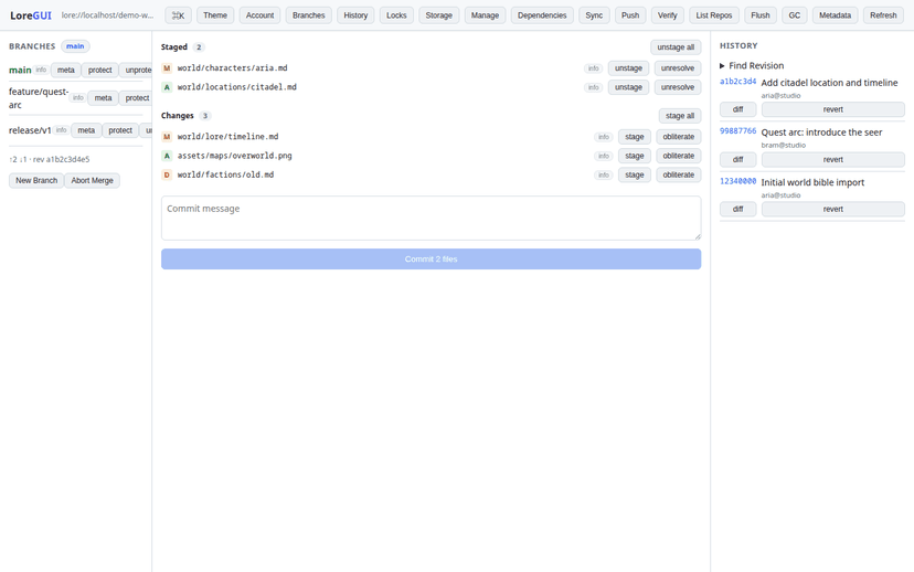 LoreGUI — A beautiful desktop GUI for Lore version control